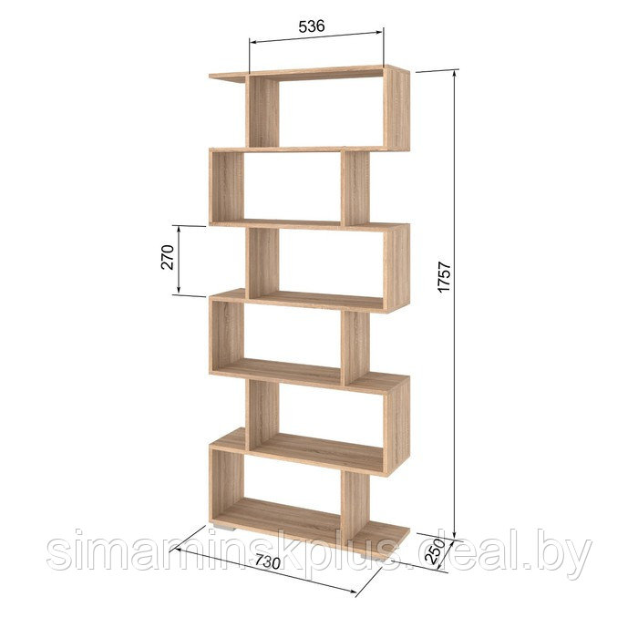 Стеллаж Нордик, 730х250х1750, Дуб сонома - фото 2 - id-p182116753