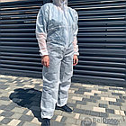 Одноразовый защитный хозяйственно - бытовой комбинезон Каспер с капюшоном, 60 г/м спанбонд, фото 3