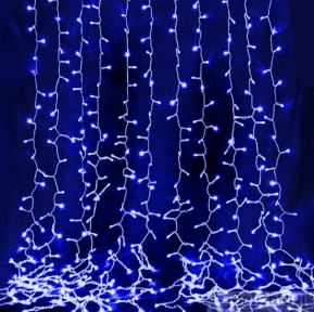 Светодиодная гирлянда Дождь 2х2 метра 240 Led белый провод Синяя