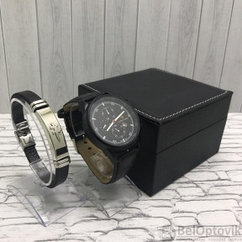 Подарочный набор 2 в 1 мужские кварцевые часы и браслет Модель 20