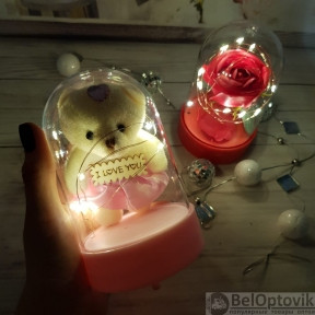 Сувенир-светильник в колбе с подсветкой. Оригинальный подарок Мишка - фото 1 - id-p113664939