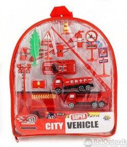 Игрушечный пожарный набор City Vehicle с дорожными знаками - фото 1 - id-p109394672