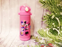 Термос детский с трубочкой Mickey Disney 350мл Розовый Минни Маус