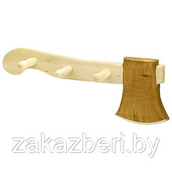 Вешалка-планка деревянная "Топорик" 44х16х8см, 3 крючка, липа (Россия)