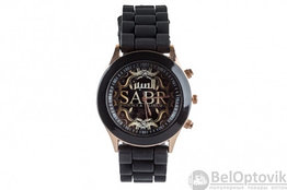 Кварцевые часы SABR на чёрном силиконовом браслете (бол.)