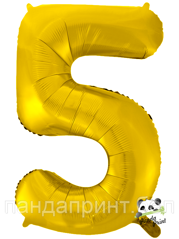 Шар фольгированный Цифра "5", 35 см, золото