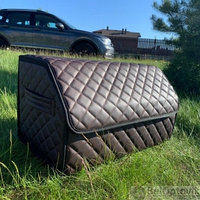 Автомобильный органайзер Кофр в багажник Premium CARBOX Усиленные стенки (размер 50х30см) Коричневый с, фото 1