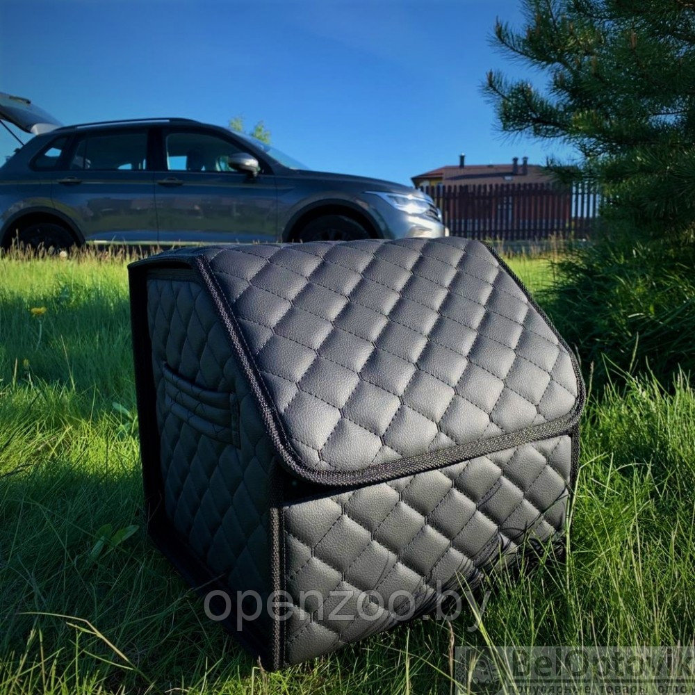Автомобильный органайзер Кофр в багажник Premium CARBOX Усиленные стенки (размер 30х30см) Черный с синей - фото 7 - id-p182277799