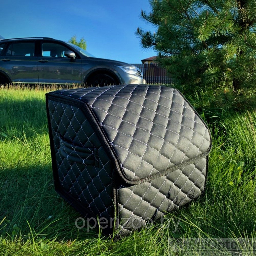 Автомобильный органайзер Кофр в багажник Premium CARBOX Усиленные стенки (размер 30х30см) Черный с синей - фото 10 - id-p182277799