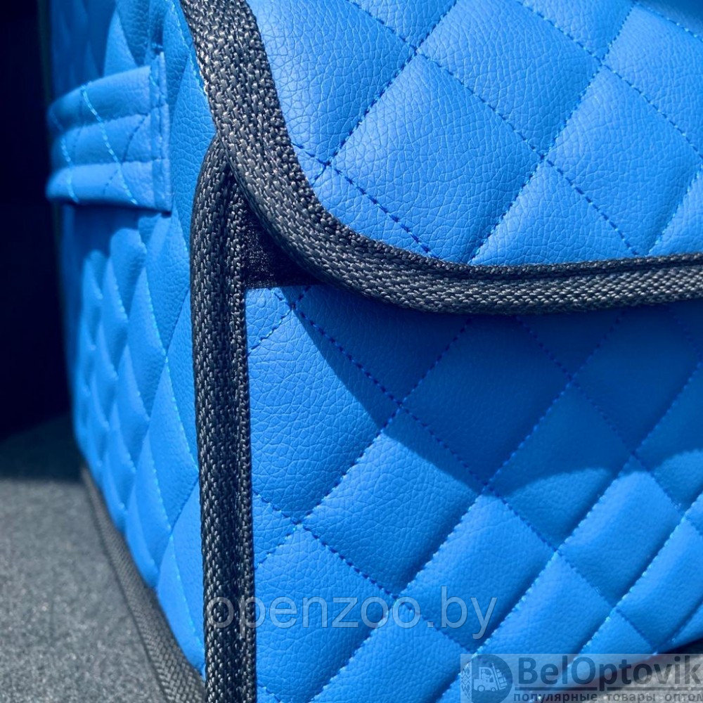 Автомобильный органайзер Кофр в багажник LUX CARBOX Усиленные стенки (размер 30х30см) Черный с синей строчкой - фото 8 - id-p182277807