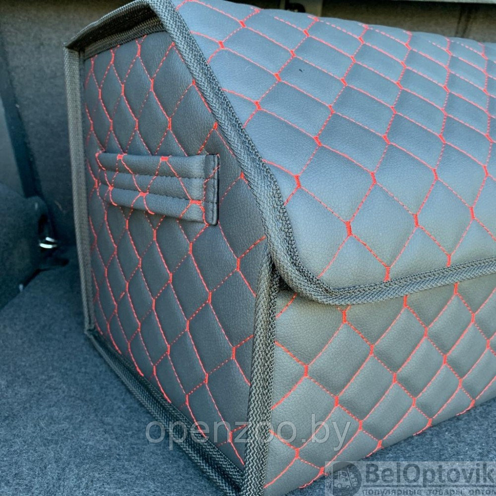 Автомобильный органайзер Кофр в багажник Premium CARBOX Усиленные стенки (размер 50х30см) Черный с красной - фото 10 - id-p182277813