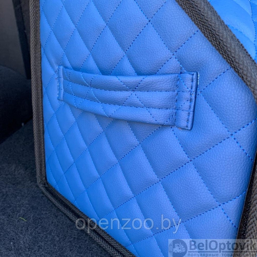 Автомобильный органайзер Кофр в багажник LUX CARBOX Усиленные стенки (размер 70х40см) Черный с белой строчкой - фото 6 - id-p182277830