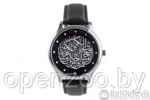 Кварцевые часы Аль-курси на классическом чёрном ремешке из натуральной кожи