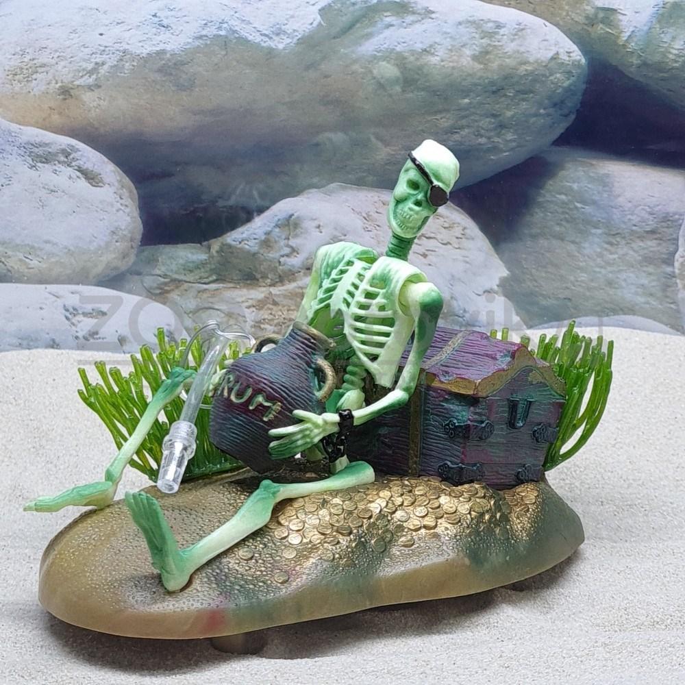 Meijing Aquarium Декор-распылитель движущийся Скелет с кувшином 14*11*13см