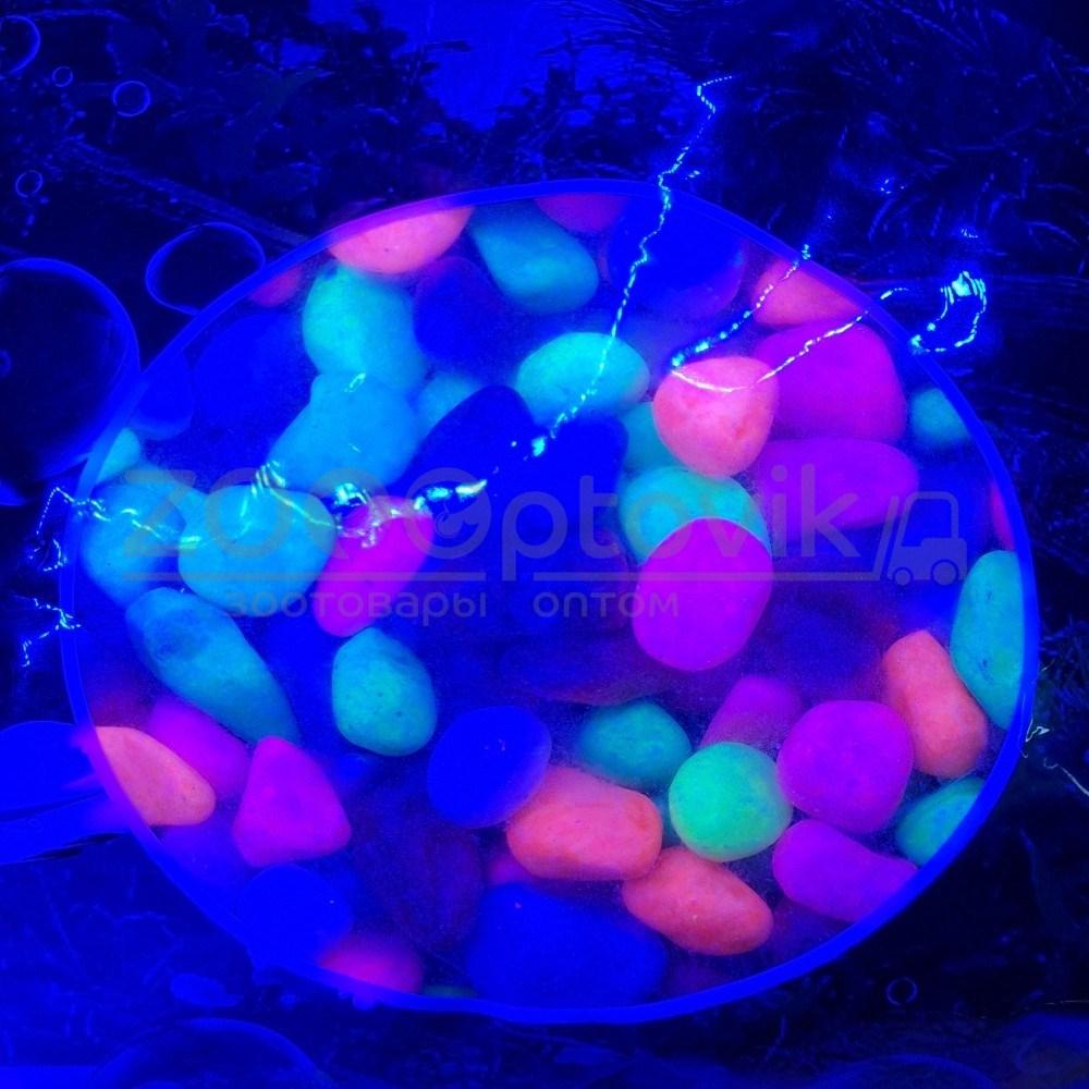 AZOO Галька для аквариума разноцветная, светящаяся 1,5 - 2 см (3 кг) - фото 3 - id-p182278170