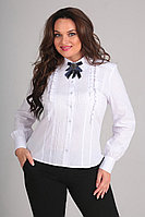 Женская осенняя хлопковая белая деловая нарядная блуза Таир-Гранд 62318 белый 46р.