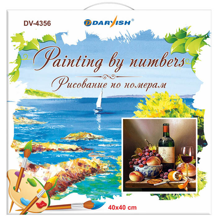 Набор для творчества "Рисование по номерам" 40*40см Натюрморт с фруктами и вином - фото 4 - id-p182349615