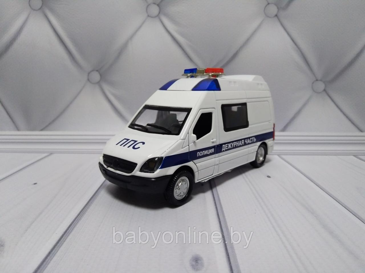 Машинка металл Mercedes Полиция свет, звук арт 6058R-12 - фото 1 - id-p182349651
