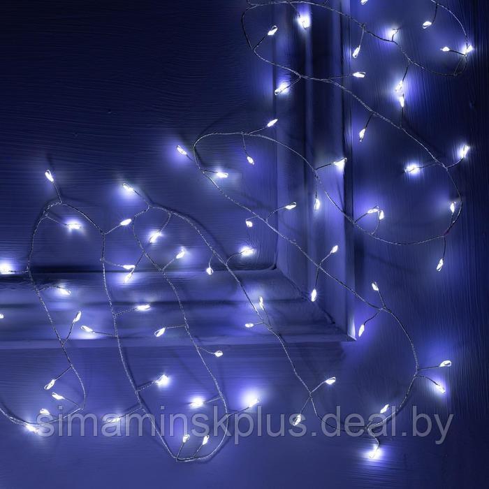 Гирлянда «Мишура» 5 м роса, IP20, серебристая нить, 200 LED, свечение белое, 12 В - фото 1 - id-p182350597