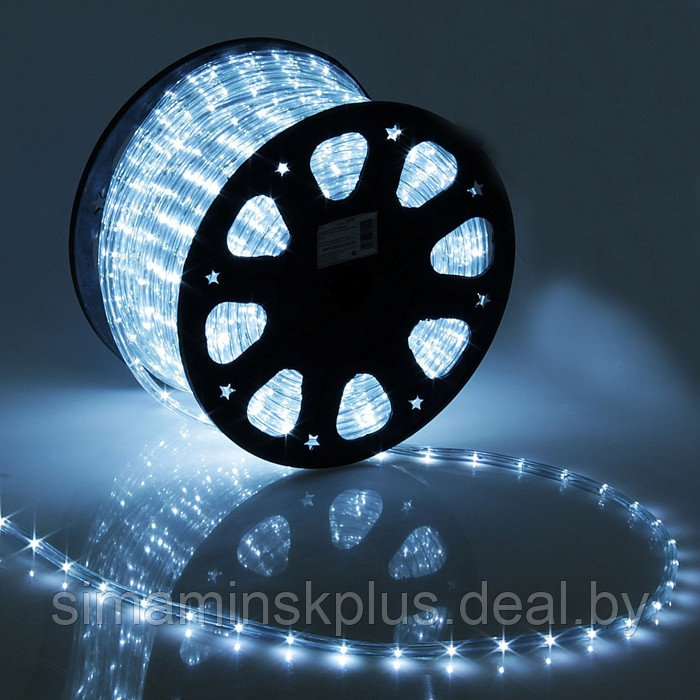 Световой шнур Luazon Lighting 11 мм, IP65, 100 м, 24 LED/м, 220 В, 2W, постоянное свечение, свечение белое - фото 1 - id-p182350644