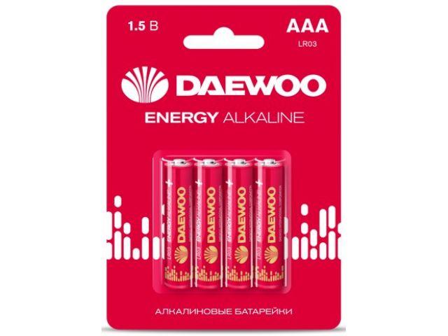 Батарейка AAA LR03 1,5V alkaline BL-4шт DAEWOO ENERGY - фото 1 - id-p173389326