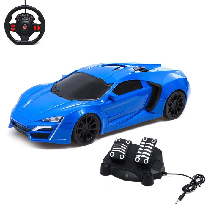 Машина радиоуправляемая «Купе», в комплекте педали и руль, работает от батареек, цвет синий - фото 1 - id-p182355392