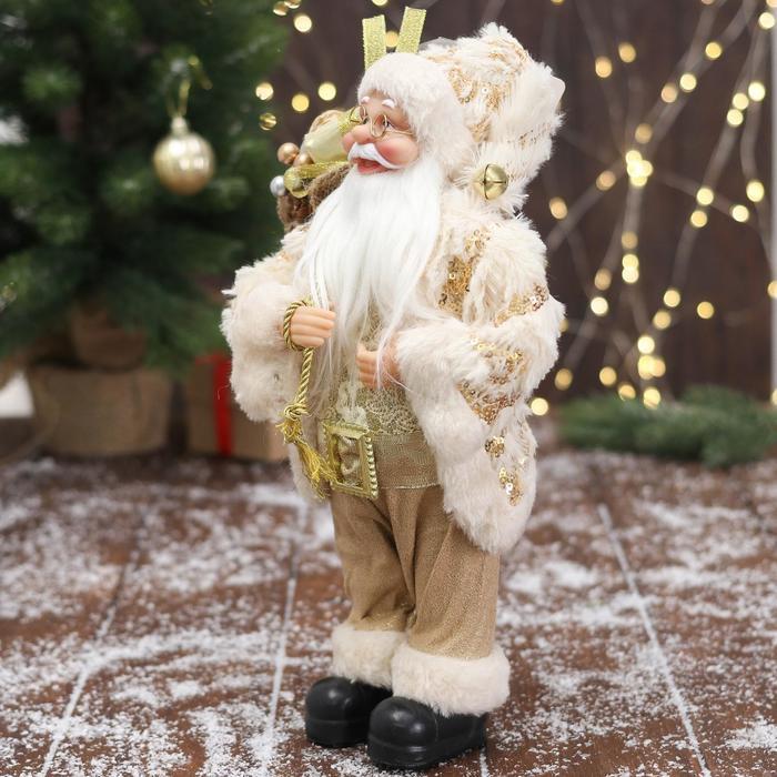 Дед Мороз "В бело-золотистом костюме блеск, с подарками" 15х30 см - фото 2 - id-p182355619