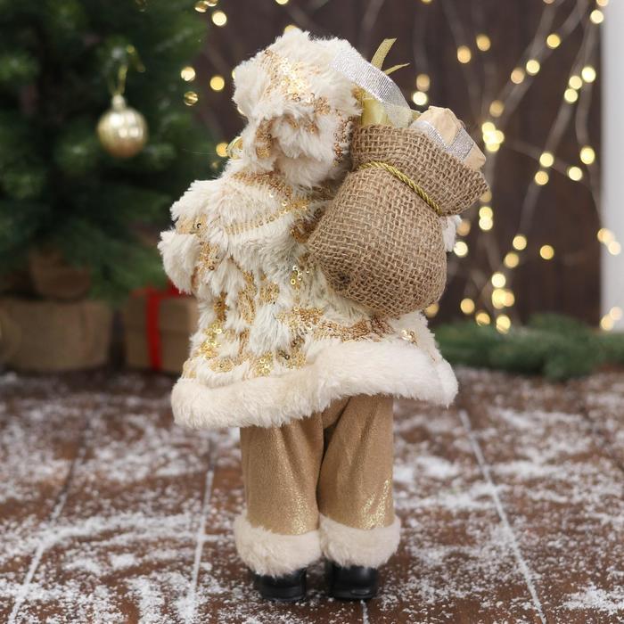 Дед Мороз "В бело-золотистом костюме блеск, с подарками" 15х30 см - фото 3 - id-p182355619