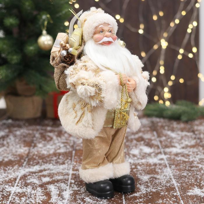 Дед Мороз "В бело-золотистом костюме блеск, с подарками" 15х30 см - фото 4 - id-p182355619