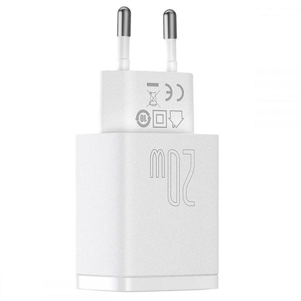 Сетевое зарядное устройство Baseus CCXJ-B02 USB + Type-C QC + PD20W (Быстрая зарядка) Белое - фото 2 - id-p178275411
