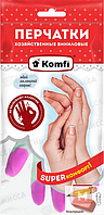 Перчатки хозяйственные виниловые Komfi, размер M, без напыления, арт.PVHCLR2