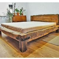Кровать деревянная рустикальная "Лофт Премиум №2" Ш2000мм*Д2200мм