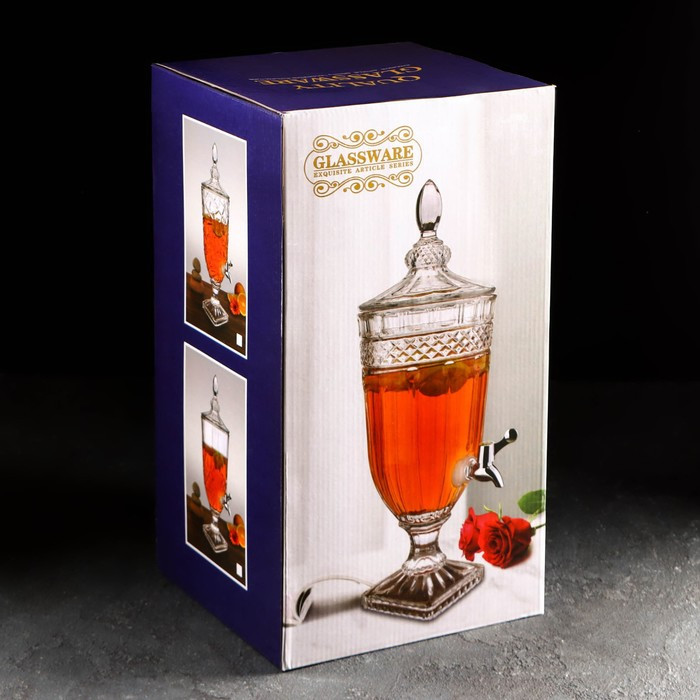 Диспенсер для напитков стеклянный «Сияние», 3 л, 17×48 см, цвет перламутровый - фото 4 - id-p182432976