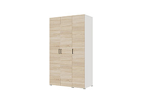 Шкаф 3х-ств. 1200 со штангами (Белый/ Дуб Сонома) Горизонт Мебель