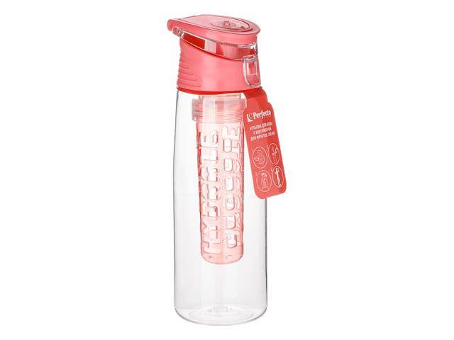 Бутылка для воды с контейнером д/фруктов, 750 мл, нежно-розовая, PERFECTO LINEA (спорт, развлечение, ЗОЖ)