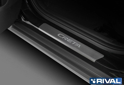 Накладки порогов RIVAL (4 шт.) Hyundai Creta (2021-) 4 шт. - фото 2 - id-p182459106