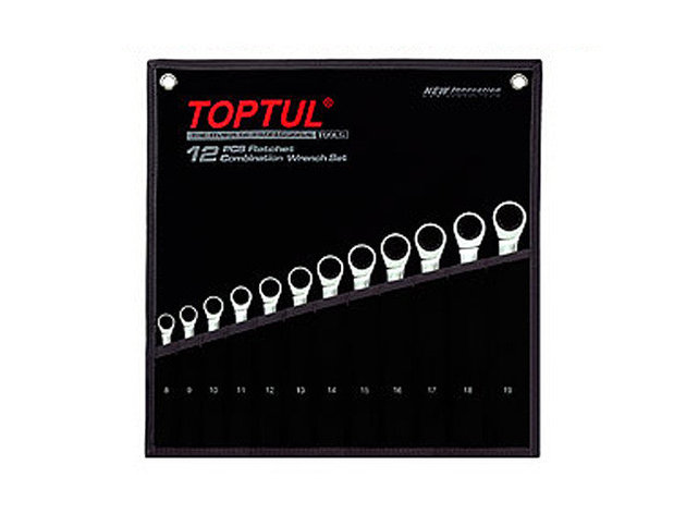 Набор ключей комбинир. 8-19мм 12шт с трещоткой (черное полотно) TOPTUL (GPAQ1202), фото 2