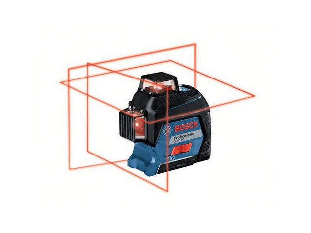 Нивелир лазерный линейный BOSCH GLL 3-80 в чем. (проекция: 3 плоскости 360°, до 120 м, +/- 0.20 мм/м, резьба, фото 2