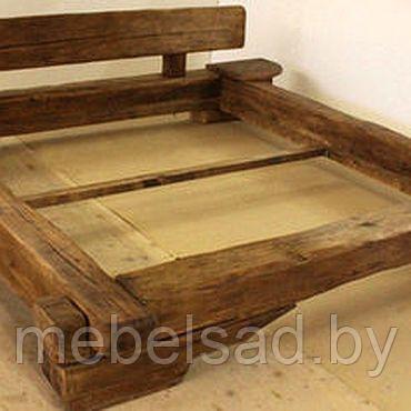 Кровать деревянная рустикальная "Лофт Премиум №3" Ш2000мм*Д2200мм
