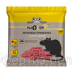 Зерновая приманка от мышей и крыс, 100г (Nadzor)