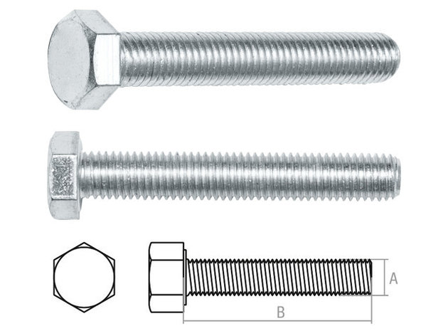 Болт М8х40 мм шестигр., цинк, кл.пр. 8.8, DIN 933 (5 шт в зип-локе) STARFIX, фото 2