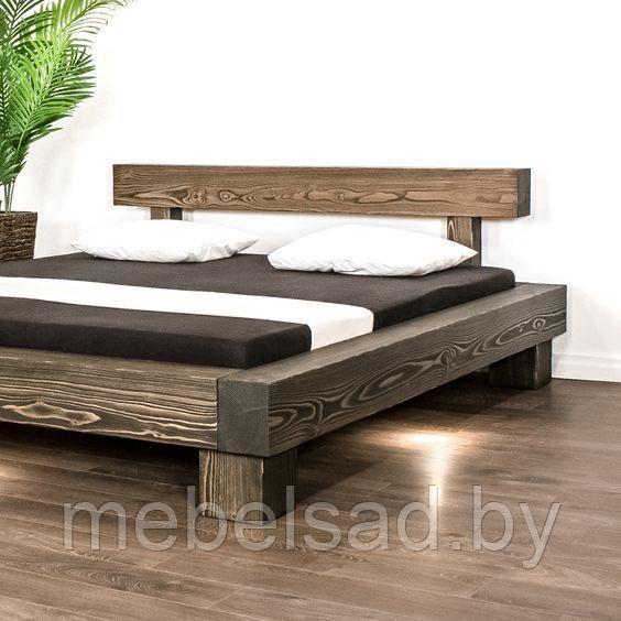 Кровать деревянная рустикальная "Лофт Премиум №6" Ш2000мм*Д2200мм