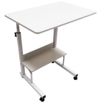 Столик для ноутбука на колесиках N81 белый сервировочный журнальный кофейный подкатной прикроватный с полкой