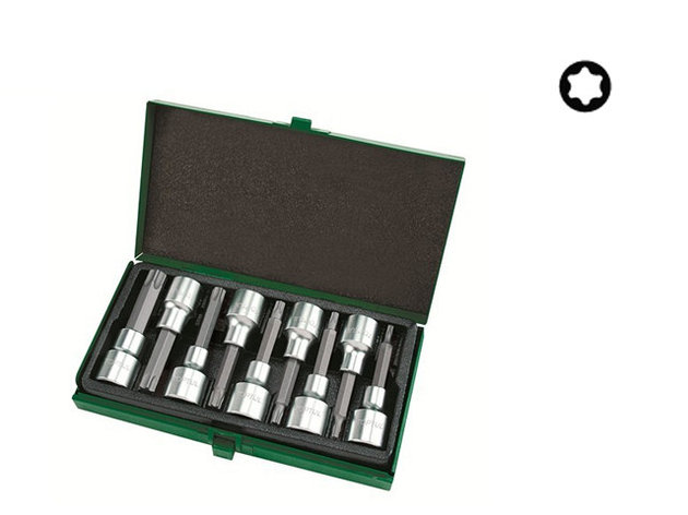 Набор бит TORX 1/2" 9пр. T20-T60 80мм TOPTUL (GAAD0906), фото 2