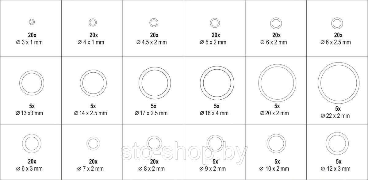 Набор уплотнительных колец для кондиционера 225шт Yato YT-068791 - фото 3 - id-p182502341