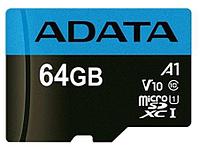 Карта памяти A-Data Premier AUSDX64GUICL10A1-RA1 microSDXC 64GB (с адаптером)