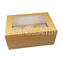 Коробка на 6 капкейков Крафт-белая (Беларусь, 235х160 х10 мм) А-6