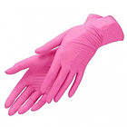 Перчатки одноразовые текстурированные черные нитрил/винил размеры XS, S, M, L, XL (РАБОТАЕМ БЕЗ НДС!) Розовый, XS, фото 2