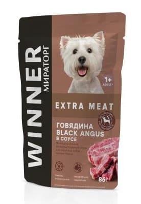 Влажный корм для мелких собак Winner Extra Meat (говядина Black Angus в соусе) - фото 1 - id-p158595617