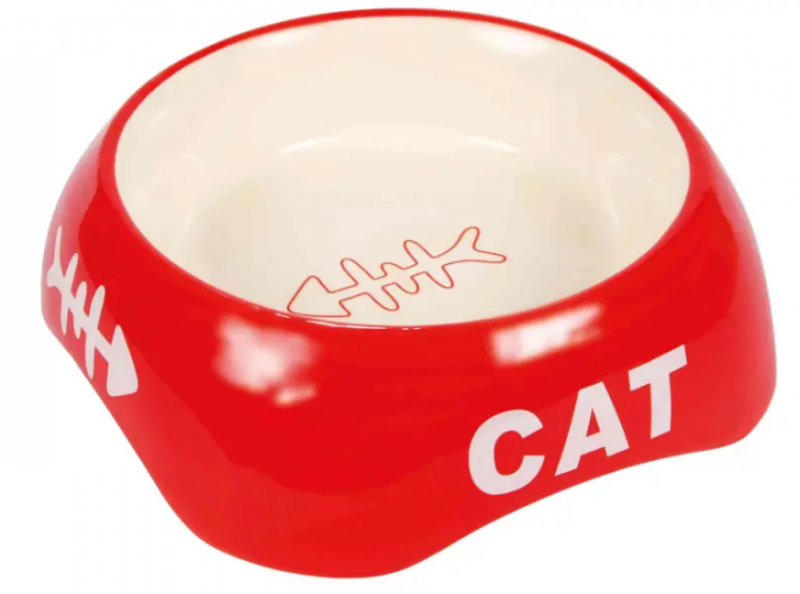 Миска керамическая для кошек  с рисунком (24498) красный